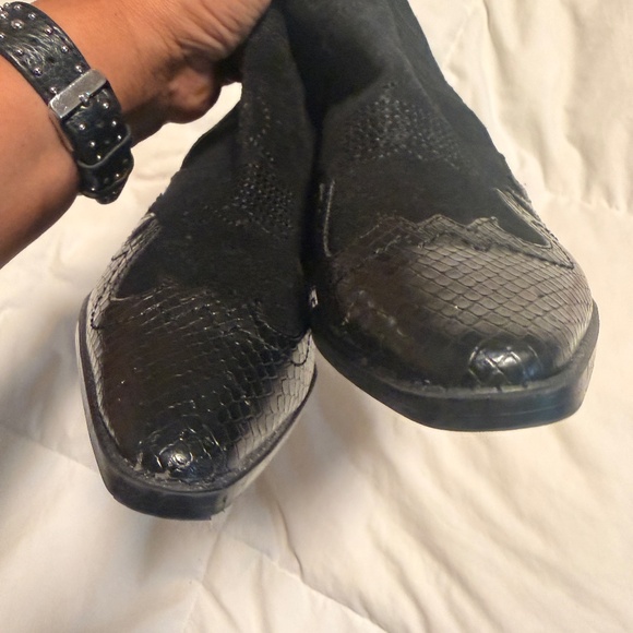 Zara Split Leather Cowboy Ankle Boots - Picture 7 of 7